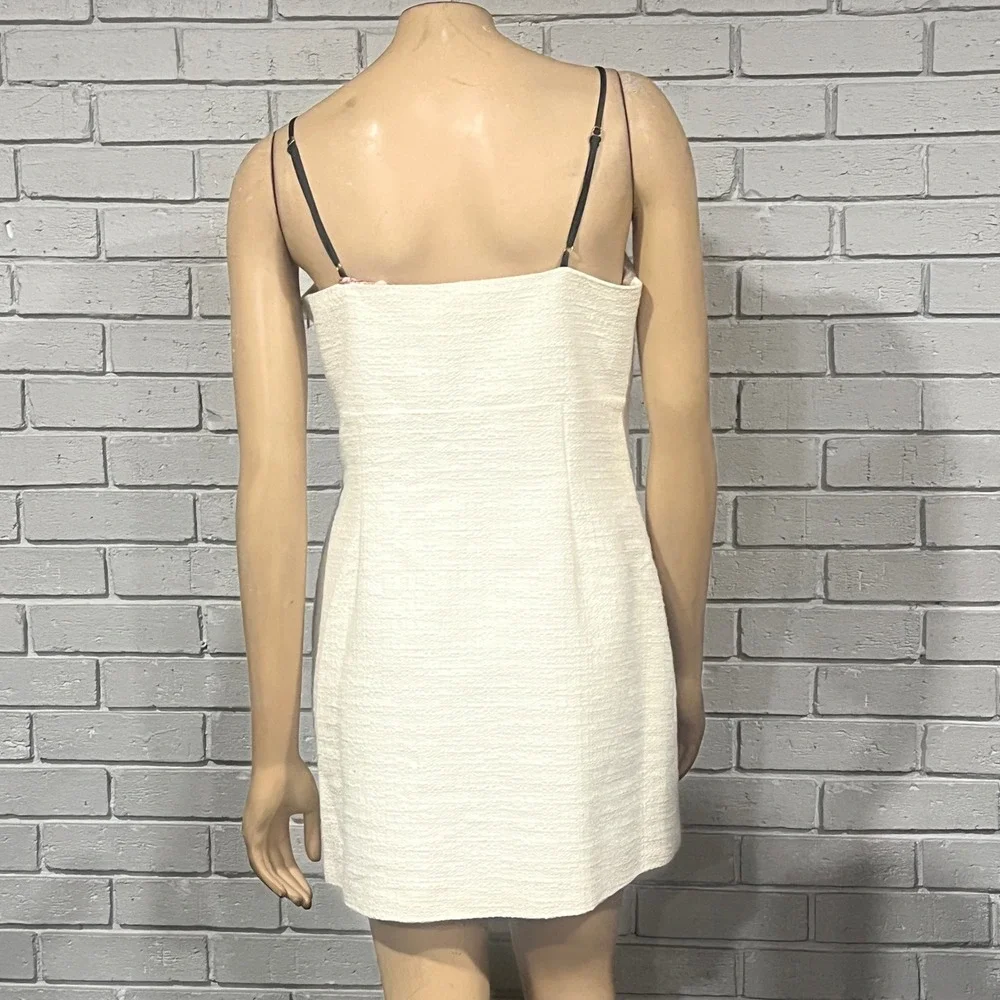 LoveShackFancy Adelaide Dress Cream Black Bow Mini Sweetheart D2432-2004 Size 12 - Picture 4 of 6